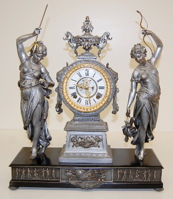 Ansonia "Fisher and Hunter" Ladies Statue Clock — Antique Clocks Price Guide