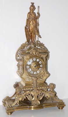 Antique Bronze Tiffany Clock w/ Lady Warrior — Antique Clocks Price Guide