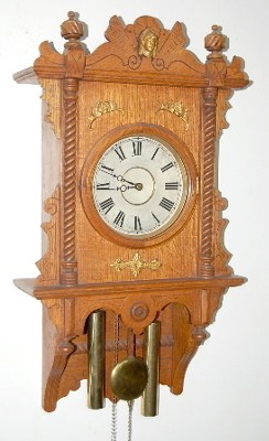 Antique Oak Study Wall Hanging Clock — Antique Clocks Price Guide