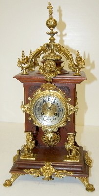 Ornate Lenzkirch Shelf Clock W/ Cherub and Lion — Antique Clocks Price Guide