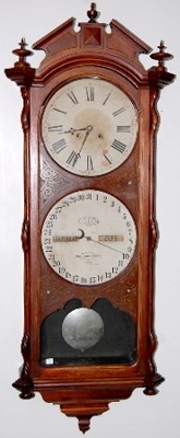 Walnut Ithaca Bank No. 2 Double Dial Calendar Clock — Antique Clocks Price Guide