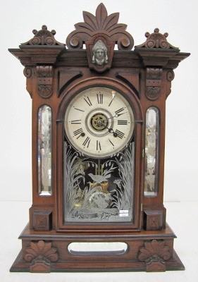 Gilbert Amphion Walnut Mirrorside Parlor Clock — Antique Clocks Price Guide