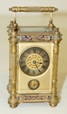 French Blue Enamel and Floral Carriage Clock — Antique Clocks Price Guide