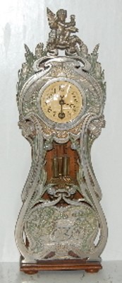 Miniature Lenzkirch Type Art Nouveau Metal Front Clock — Antique Clocks Price Guide