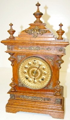 Ansonia Cabinet "A" Clock, Oak W/ Metal Trim — Antique Clocks Price Guide