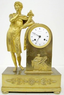 French Empire Dore Male Statue Clock, L. Mallet — Antique Clocks Price Guide