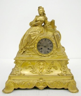 Antique French Empire Dore Lady Figural Clock — Antique Clocks Price Guide