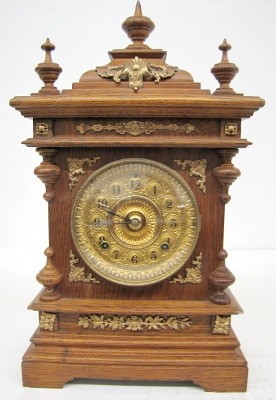 Ansonia Cabinet "A" Clock, Oak W/ Metal Trim — Antique Clocks Price Guide