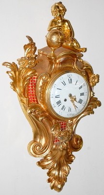 French Bronze Cartel Clock W/ Cherub and Rooster — Antique Clocks Price Guide