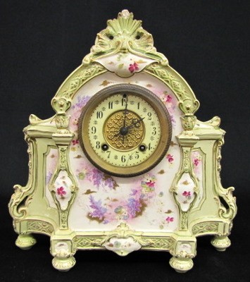 Antique Ansonia Royal Bonn "Wyandotte" China Clock — Antique Clocks Price Guide