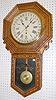 New Haven Carved Oak Calendar Schoolhouse Clock