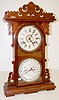 Walnut Welch "Arditi" Double Dial Calendar Clock