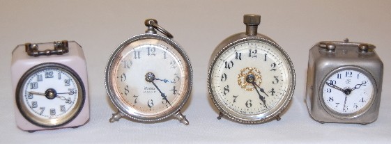 4 Small Metal Dresser Clocks — Antique Clocks Price Guide