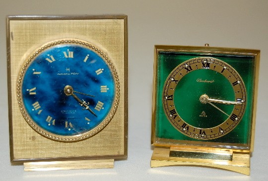 Hamilton and Bucherer Enamel Dial Alarm Clocks — Antique Clocks Price Guide