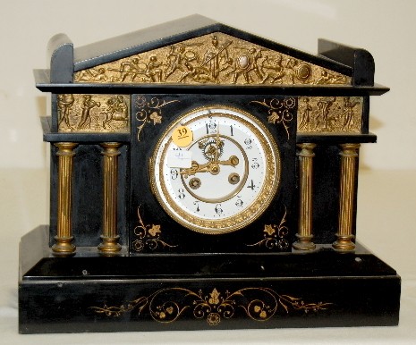 L. Marti & Cie Slate and Metal Mantel Clock — Antique Clocks Price Guide