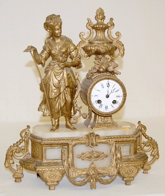 Alabaster & Metal Lady Statue Clock — Antique Clocks Price Guide