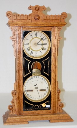 Waterbury Oak "Calendar # 44" Double Dial Clock — Antique Clocks Price Guide