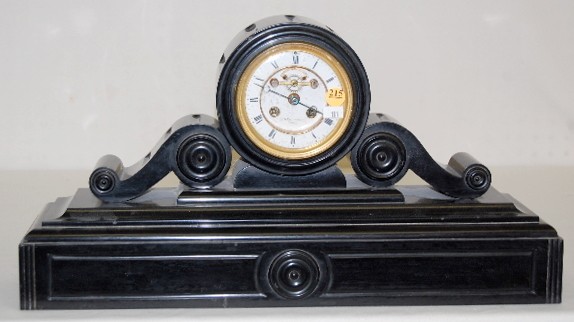 French Enoch Freres Slate Scroll Mantel Clock — Antique Clocks Price Guide