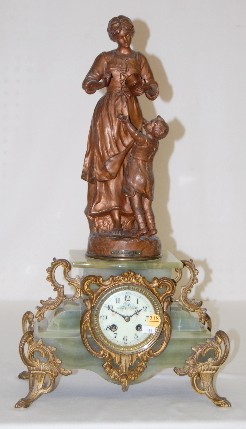 A.D. Mougin French Onyx Lady & Child Statue Clock — Antique Clocks Price Guide