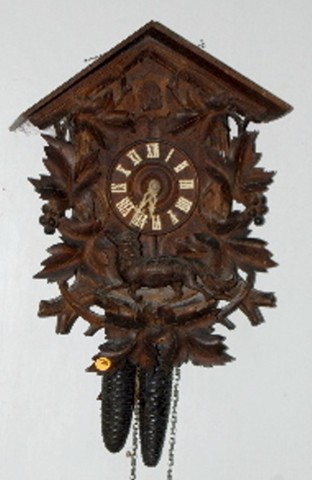 Black Forest Carved Fox & Grape Cuckoo Clock — Antique Clocks Price Guide