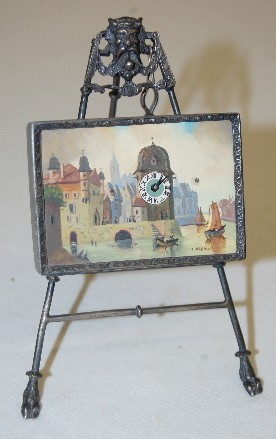 800 (Silver) Framed Mini J. Eberle Painting Clock — Antique Clocks Price Guide