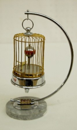 Chrome & Gilded Animated Bird in Cage Clock — Antique Clocks Price Guide