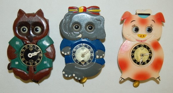 3 Mi-Ken Animated Figural Pendulette Clocks — Antique Clocks Price Guide