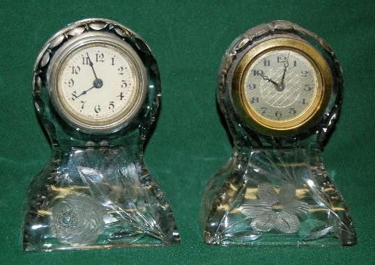 2 Pressed Glass Desk Clocks — Antique Clocks Price Guide