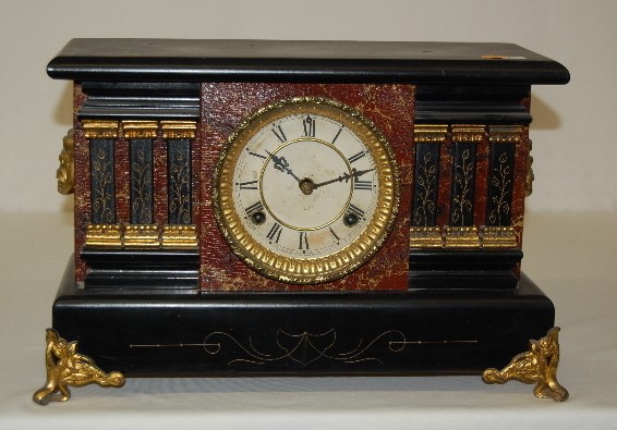 Waterbury "Dragon" Enameled Wood Mantel Clock — Antique Clocks Price Guide