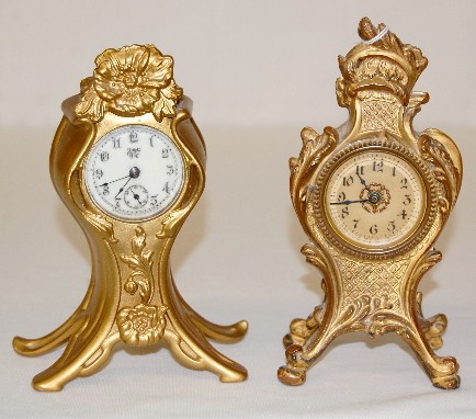 2 Metal Novelty Clocks, Waterbury & Western — Antique Clocks Price Guide
