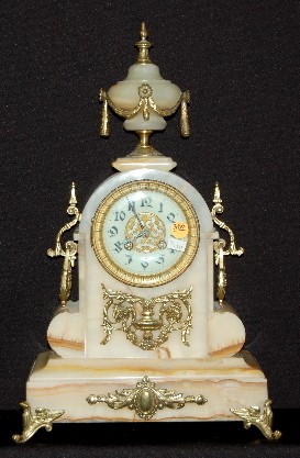 L. Marti & Cie White Onyx Mantel Clock No. 17 — Antique Clocks Price Guide
