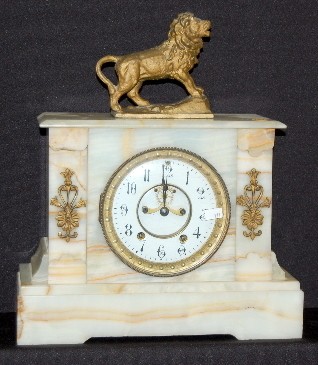 Seth Thomas Onyx Mantel Clock W/ Lion Statue — Antique Clocks Price Guide