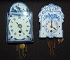 2 Blue and White China Pendulette Clocks