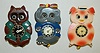 3 Mi-Ken Animated Figural Pendulette Clocks