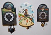 3 Germany Scenic Pendulette Clocks