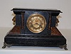 Red Marble and Black Wood Mantel Clock