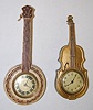 Lux Bird and Metal Novelty Violin Clocks