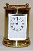 Round Brass Carriage Clock with Porcelain Dial