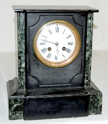 French Slate and Marble Mantel Clock — Antique Clocks Price Guide