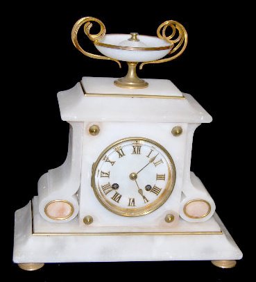 S Marti & Cie Alabaster Mantel Clock — Antique Clocks Price Guide