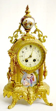 Gilbert No. 1751 Gilt & Porcelain Shelf Clock — Antique Clocks Price Guide