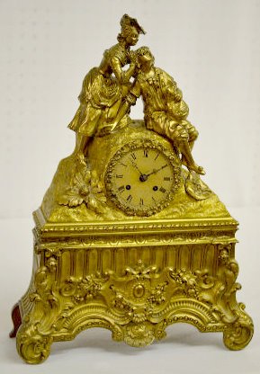 Bacilier and Fils Paris Mantel Clock w/Man & Woman — Antique Clocks Price Guide