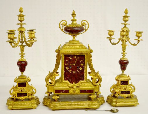 Japy Freres Bronze & Marble Clock Garniture Set — Antique Clocks Price Guide