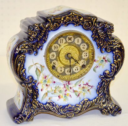 Gilbert No. 411 Blue Porcelain Mantel Clock — Antique Clocks Price Guide