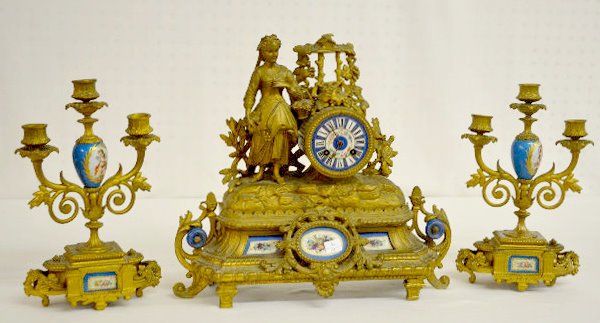 LEP Jap & Co. 3 Piece Clock Garniture Set — Antique Clocks Price Guide