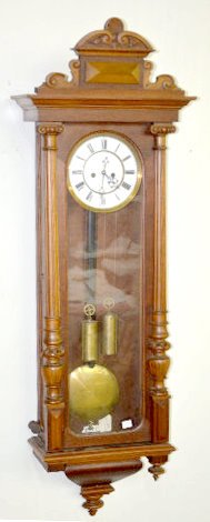 Walnut Carved 2 Weight Vienna Clock — Antique Clocks Price Guide