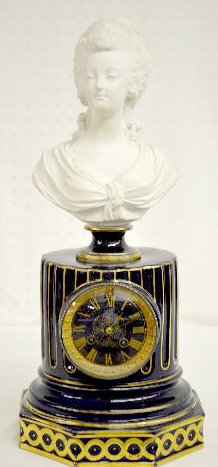Porcelain & Bisque Clock w/Marie Antoinette — Antique Clocks Price Guide