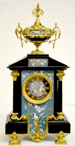 Fabulous French Slate & Cloisonn/(c) Mantel Clock — Antique Clocks Price Guide