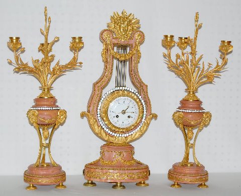 3 Piece Marti Lyre Calendar Clock Set — Antique Clocks Price Guide