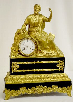 French Bronze and Slate Mantel Clock — Antique Clocks Price Guide